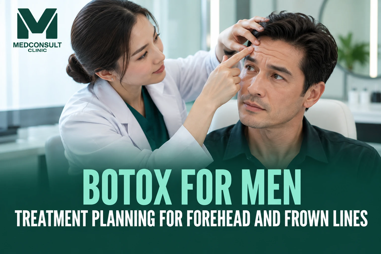 Medconsult Clinic General Practice and Aesthetics Clinic in Bangkok 20 Male patient receiving a forehead and frown-line Botox assessment at MedConsult Clinic Bangkok