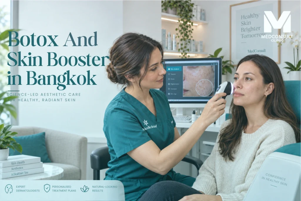 Skin assessment for Botox and skin booster treatments at MedConsult Clinic Bangkok